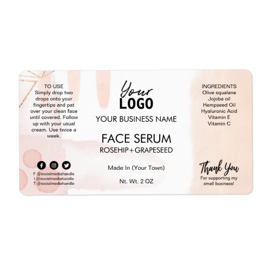 抽象芸術モダンホワイトピンク油血清ラベル ラベル (正面)