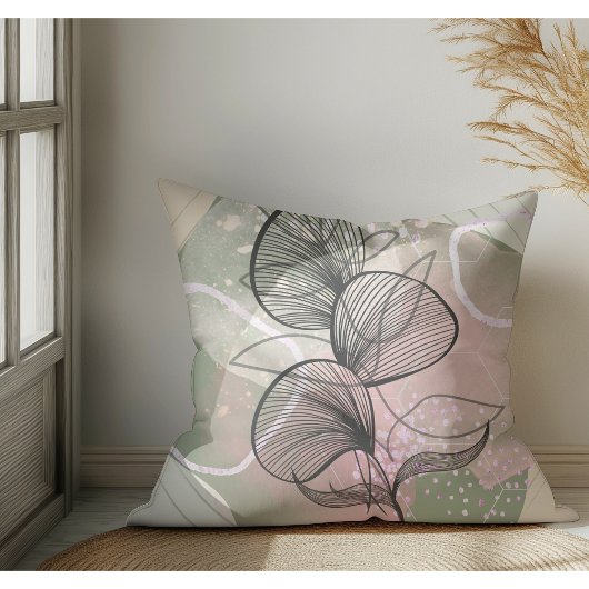 抽象芸術モダンボホボタニカル クッション