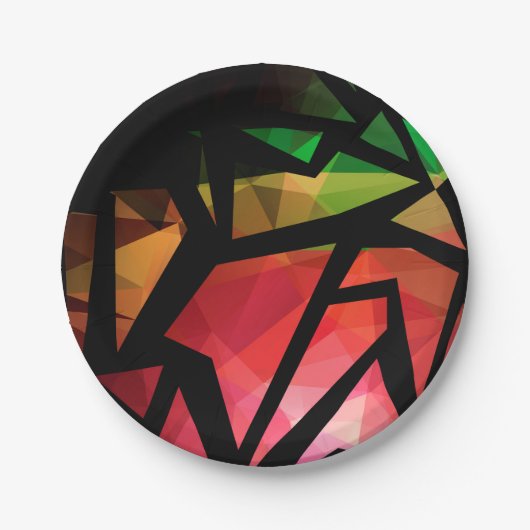 抽象芸術モダンポリゴン落書き ペーパープレート (正面)
