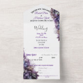 抽象芸術モダンマウヴアンドグレー結婚式招待状 オールインワン招待状 (内側)