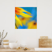 抽象芸術モダンマクロ黄色のコンフロアー（青） ポスター (キッチン)