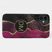 抽象芸術モダンマルーン金ゴールドモノグラム Case-Mate iPhoneケース (裏面(横))