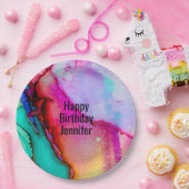 抽象芸術モダンマーブルウォーター色デザイン誕生日 ペーパープレート (パーティー)