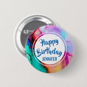 抽象芸術モダンマーブルウォーター色デザイン誕生日 缶バッジ (正面&裏面)