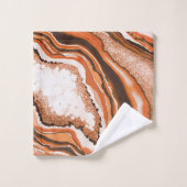 抽象芸術モダンマーリーオレンジカーネリアンジェムストーン バスタオルセット (ウォッシュタオル)