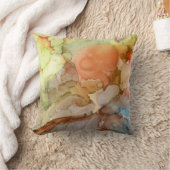 抽象芸術モダンマーリーオレンジライムタンブルー クッション (ブランケット)