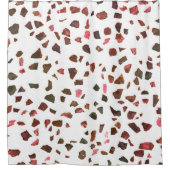 抽象芸術モダンマーリーピンクテラコッタテラッツォ シャワーカーテン (正面)