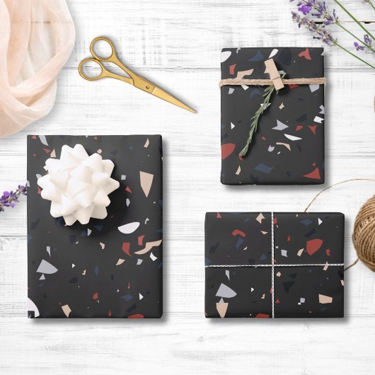 抽象芸術モダンミッドセンチュリーテラゾパターン ラッピングペーパーシート