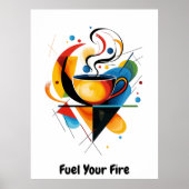 抽象芸術モダンミニマルやる気を起こさせるコーヒーカップ ポスター (正面)