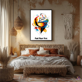 抽象芸術モダンミニマルやる気を起こさせるコーヒーカップ ポスター