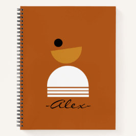 抽象芸術モダンミニマルモノグラムの主義の茶色の白 ノートブック