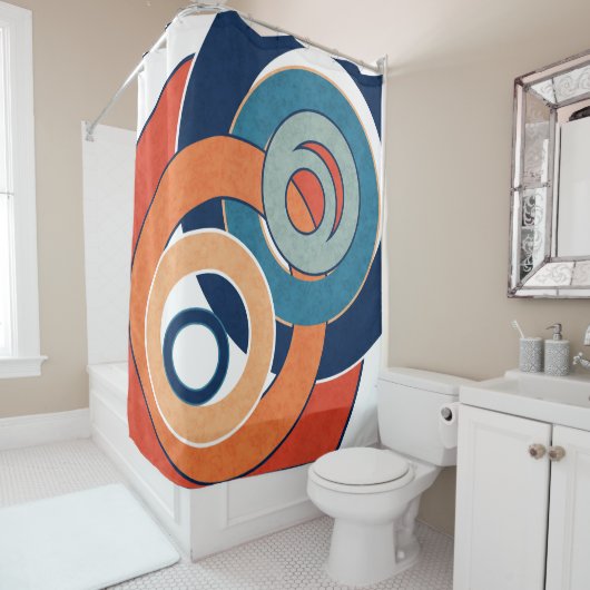 抽象芸術モダンミニマル造形図形 シャワーカーテン (インサイチュ)