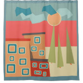 抽象芸術モダンミニマル造形図形 シャワーカーテン (正面)