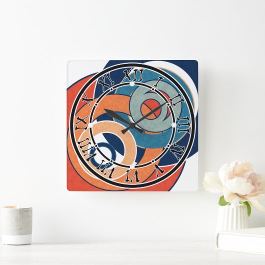 抽象芸術モダンミニマル造形図形 スクエア壁時計 (ホーム)