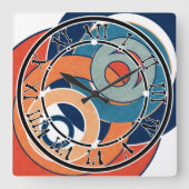 抽象芸術モダンミニマル造形図形 スクエア壁時計 (正面)