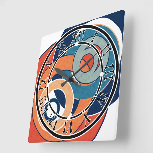 抽象芸術モダンミニマル造形図形 スクエア壁時計 (傾斜)