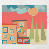 抽象芸術モダンミニマル造形図形 スパークリングワインラベル (シングルラベル)