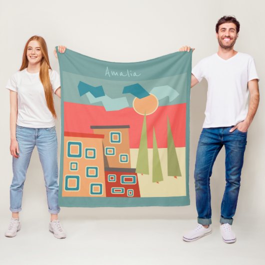 抽象芸術モダンミニマル造形図形 フリースブランケット (インサイチュ)