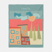 抽象芸術モダンミニマル造形図形 フリースブランケット (正面)