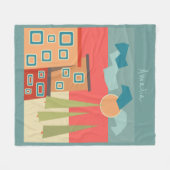 抽象芸術モダンミニマル造形図形 フリースブランケット (正面(横))