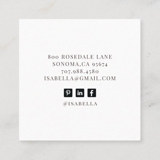 抽象芸術モダンメイクアップアーティストコーヒー スクエア名刺 (裏面)