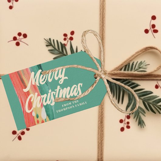 抽象芸術モダンメリーパーソナライズされたクリスマス ギフトタグ