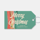 抽象芸術モダンメリーパーソナライズされたクリスマス ギフトタグ (正面(横))