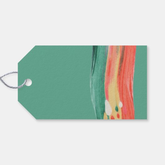 抽象芸術モダンメリーパーソナライズされたクリスマス ギフトタグ (裏面横)