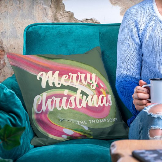 抽象芸術モダンメリーパーソナライズされたクリスマス クッション