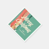 抽象芸術モダンメリーパーソナライズされたクリスマス スタンダードカクテルナプキン (角)