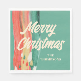 抽象芸術モダンメリーパーソナライズされたクリスマス スタンダードランチョンナプキン