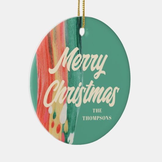 抽象芸術モダンメリーパーソナライズされたクリスマス セラミックオーナメント (右)