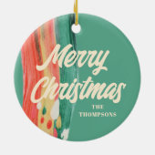 抽象芸術モダンメリーパーソナライズされたクリスマス セラミックオーナメント (裏面)