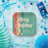 抽象芸術モダンメリーパーソナライズされたクリスマス ペーパープレート (パーティー)