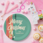抽象芸術モダンメリーパーソナライズされたクリスマス ペーパープレート (パーティー)