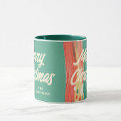 抽象芸術モダンメリーパーソナライズされたクリスマス マグカップ (中央)