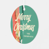 抽象芸術モダンメリーパーソナライズされたクリスマス メタルオーナメント (正面左)