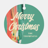 抽象芸術モダンメリーパーソナライズされたクリスマス メタルオーナメント (裏面)