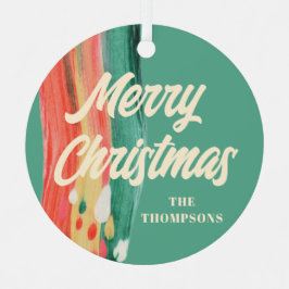 抽象芸術モダンメリーパーソナライズされたクリスマス メタルオーナメント