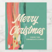 抽象芸術モダンメリーパーソナライズされたクリスマス ワインラベル (シングルラベル)