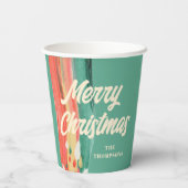 抽象芸術モダンメリーパーソナライズされたクリスマス 紙コップ (裏面)