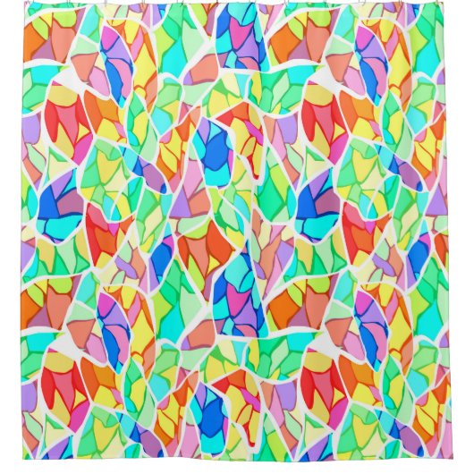 抽象芸術モダンモザイクタイルの明るいc シャワーカーテン (正面)