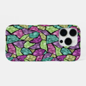 抽象芸術モダンモザイクタイルの明るいc iPhoneケース (裏面横)