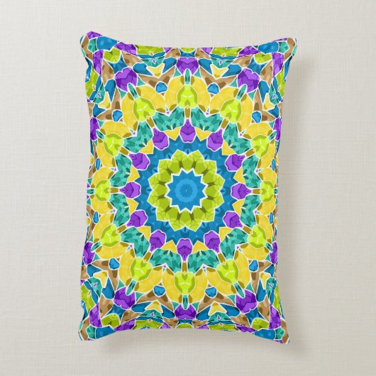 抽象芸術モダンモザイク万華鏡瓦パターン アクセントクッション (裏面(縦))