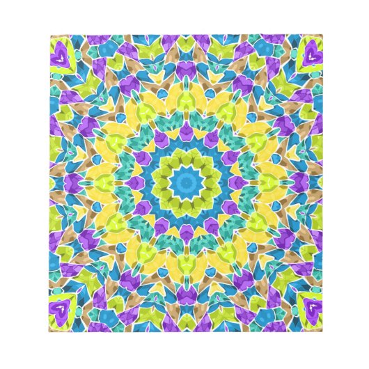 抽象芸術モダンモザイク万華鏡瓦パターン ノートパッド (正面)