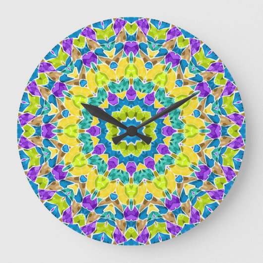 抽象芸術モダンモザイク万華鏡瓦パターン ラージ壁時計 (正面)