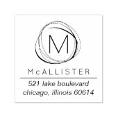 抽象芸術モダンモノグラム差出人住所スタンプ セルフインキングスタンプ (デザイン)