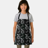 抽象芸術モダンモノワ葉ールアップル黒グレー エプロン (インサイチュ)