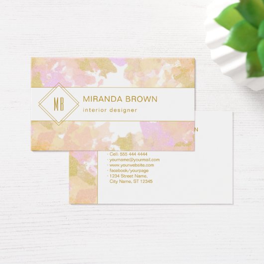 抽象芸術モダンユニークカラーのロゴピンク金ゴールド (デスク)