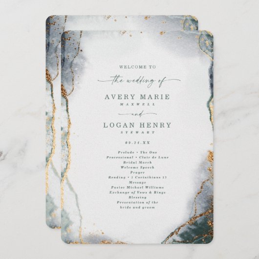 抽象芸術モダンユーカリ結婚プルーズ プログラム (正面/裏面)